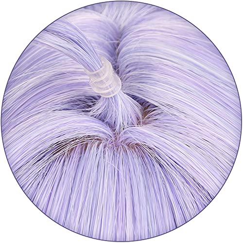 Image of Anime Purple Wigs with Bangs Long Straight Loose Wig with Two Braid Ponytail Adult COS Game Dragon Bai Cosplay Wigs Halloween,Christmas,Comic con,Game Show,Party