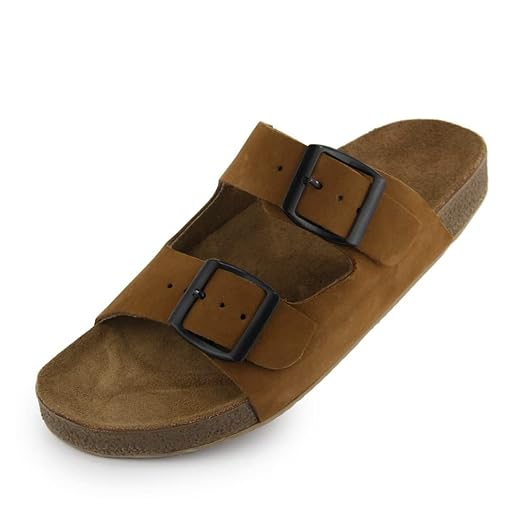 Sandália Conforto Casual de Couro Masculino Burly Heads Nobuck Taupe