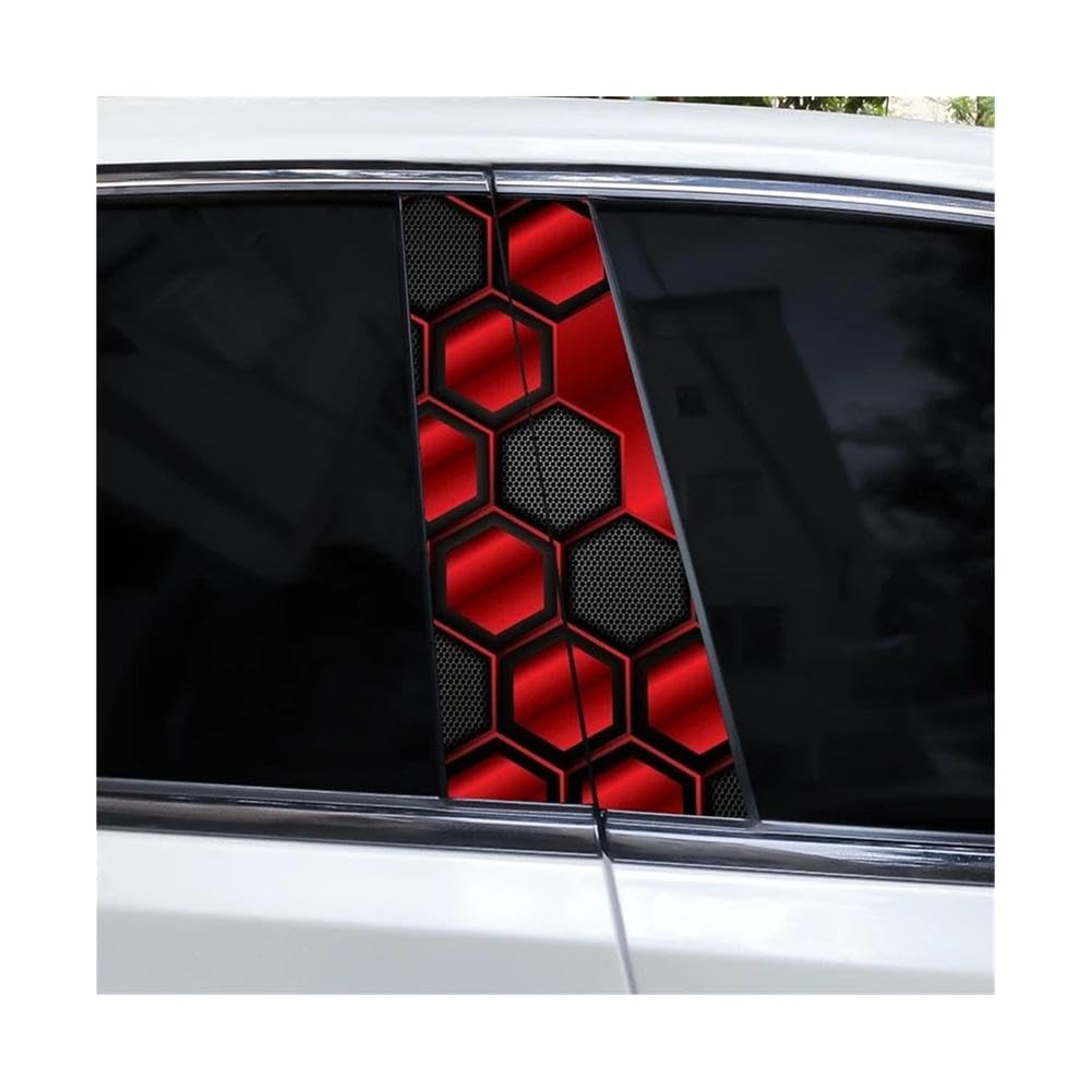 Bertdcx Type A 2Pcs Honeycomb Waterproof Vinyl Car Sticker Diy Car Door Pillar Decorative Sticker Auto Parts(Type A)