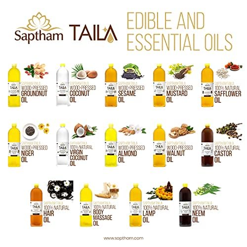 Image of Saptham 100% Wood PressedCold Pressed Groundnut Oil |Mungphali Oil |100% Naturtal |Farm extracted| Kaachi Ghani | No GMO (New-SapthamGN 1L)