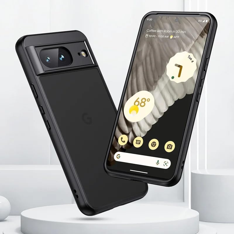 Image of Phone Case for Google Pixel 8, Matte Black with Raised Lens Protection | 0.5mm Screen Raised Edge, 2.33mm Lens High Rise, Slim Fit Design, Shock Absorption, Fingerprint Resistant