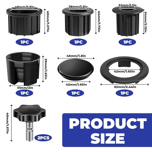 7 Stück Sonnenschirm Ersatzteile, Adapter Sonnenschirm, Sonnenschirm Zubehör, Sonnenschirm Reduzierringe, mit Öffnungshülse, Schrauben, Stopfen für Sonnenschirmlöcher, für Gartenschirme und Terrassen