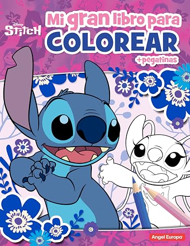 Libro de Colorear Infantil 112 Páginas con Stickers - Colección Disney (Stitch)