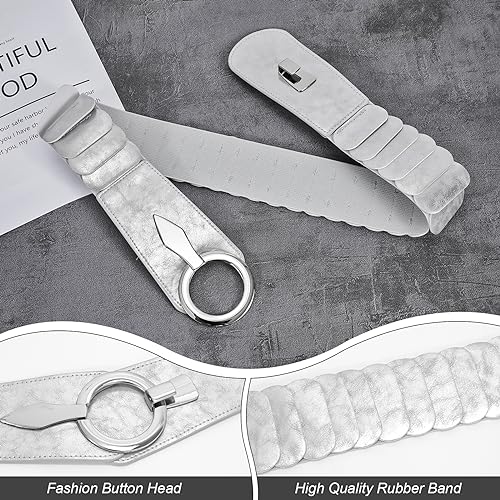 Vonmelli Wide Elastic Waist Belt Women Hip Belt Vintage Stretch Belt With Silver Ring Clasp Silver Xs thumb #3