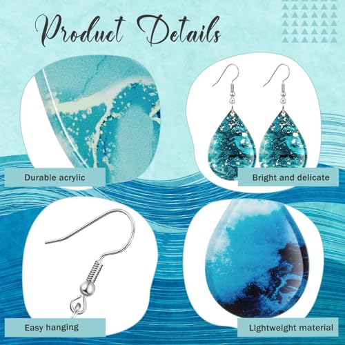 16 Pairs Acrylic Beach Summer Earrings Ocean Teardrop Hawaiian Tropical Dangle Earrings Bulk Gift for Women Jewelry3