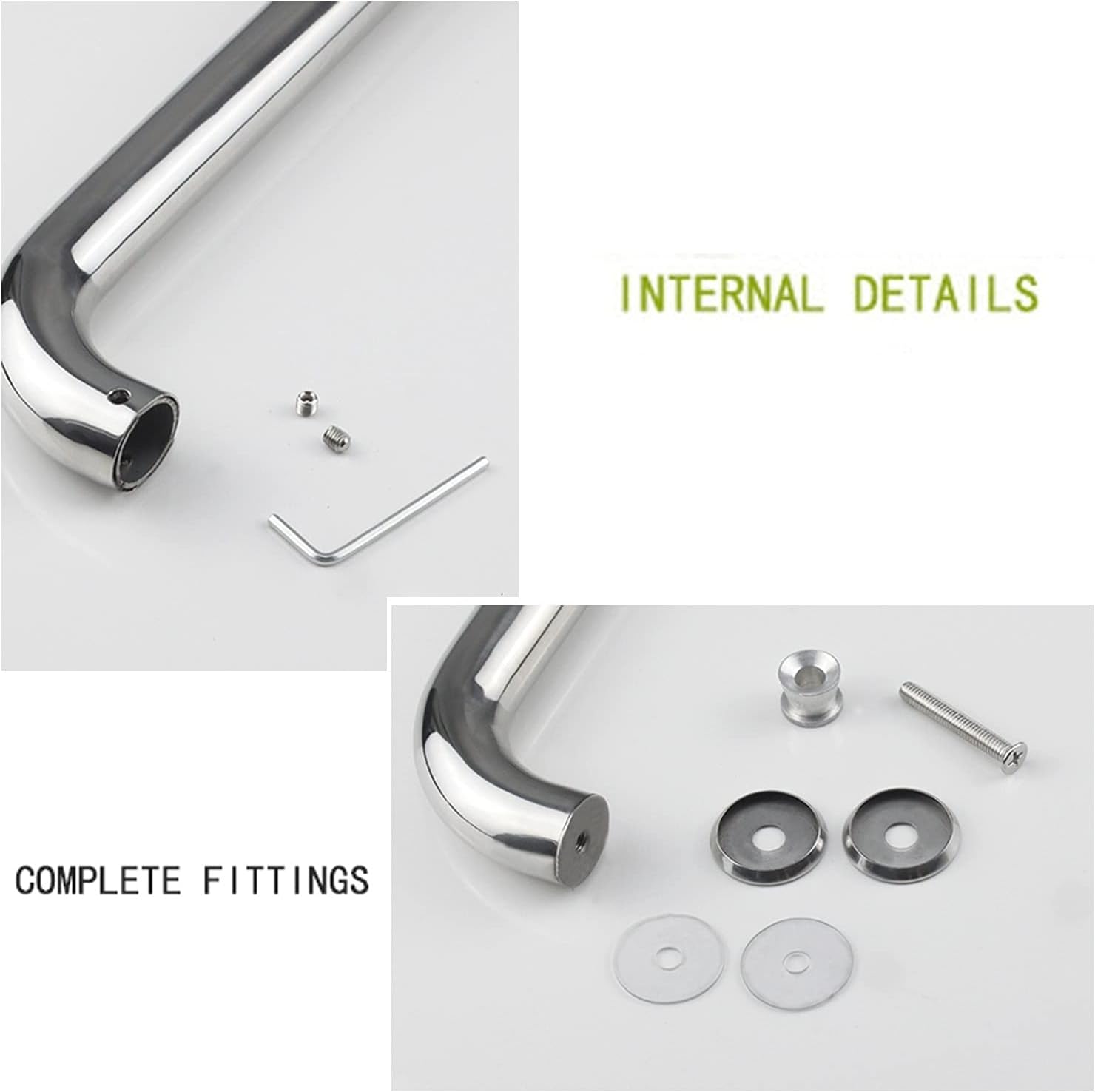 Shower Glass Door Handle for Bathroom,SUS304 Stainless Steel Polished Chrome Finish Sliding Glass Door Handle Set Hole Center Spacing 300mm/400mm (Size : 300mm)