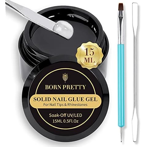 BORN PRETTY Solid Nail Tips Glue Gel Strong Nail Glue for Stick on Nails False Nail Glue Super Strong Nail Glue Nail Art Rhinestone Glue Gel Cover