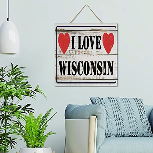 Plaque murale Wisconsin en bois 30x30 cm pour décoration de salon