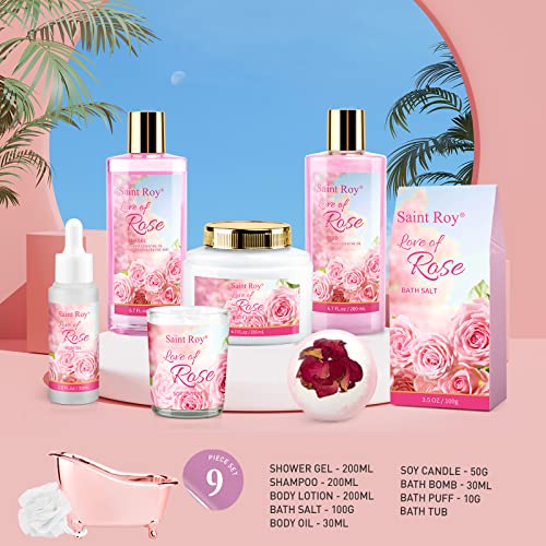 Image of Mothers Day Gifts for Women,Bath Kit Rose Bath and Body Gift, Facial Skin Care Set, Self Care Pampering Kit, Home Spa, Birthday, Mother Day, Bridal Shower, Bath Kit Christmas Gifts for Women