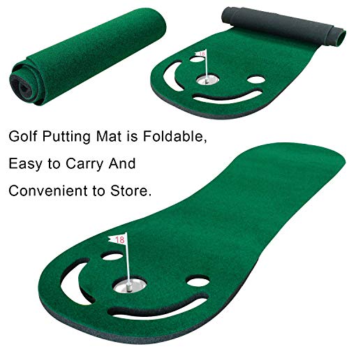 Crestgolf-Colchoneta-de-Golf-Colchoneta-de-practica-de-Golf-Colchoneta-de-practica-Personal-Ocio-al-Aire-Libre-o-bajo-Techo-Colchoneta-de-Tres-Agujeros-Plegable-facil