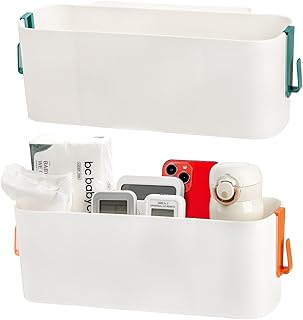 Yopay 2 Pack Bedside Caddy Organizer, Plastic Bunk Bed Shelf, Dorm Bedsi...