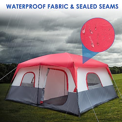 Carpa Familiar para 14 Personas, Grande, Impermeable, Roja y Blanca miniatura 6