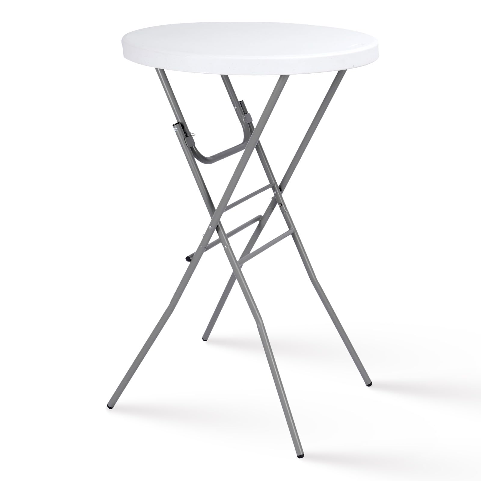 28in Cocktail Table White High Top Folding, Round Portable Bar Height Folding Table with Removable Legs, Indoor Outdoor Banquet for Parties, Commercial, Speech, School