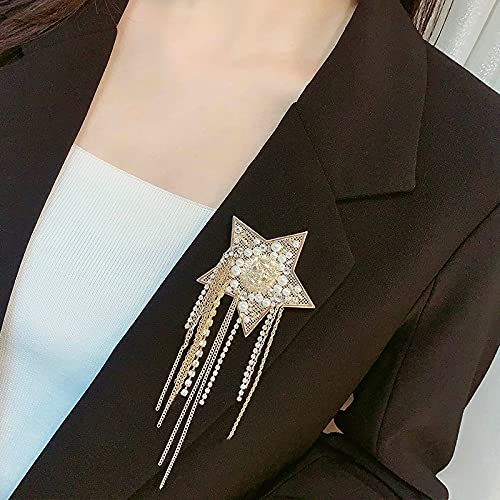 Broche Étoile d'Or avec Pompon et Perles pour Costume et Robe - 3