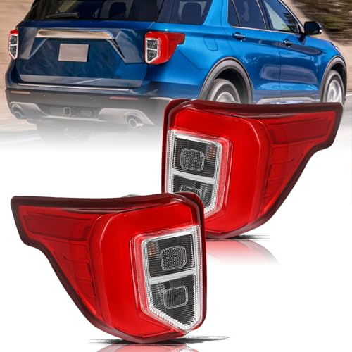 Image of Aosky LED Tail Light Assembly Compatible with 2020-2024 Ford Explorer Base /XLT /Limited /Platinum Rear Taillight Brake Signal Lamp (Black Reflector)