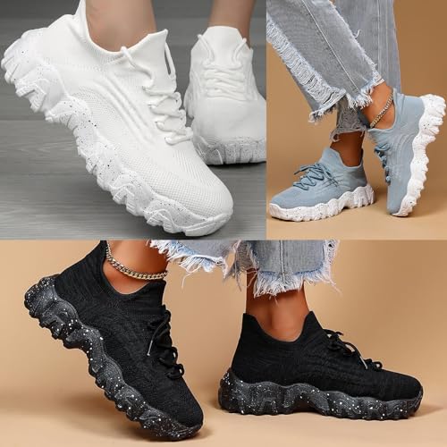 Quivale Simplysnug Women's Mesh Lace Up Lightweight Low Top Sneakers - Casual Tennis Shoes, Non Slip (White, US9.5)2