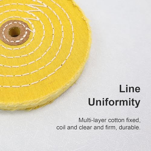 Image of SCOTTCHEN Buffing Polishing Wheel 6 inch Treated Yellow Cotton Medium(42 Ply) with 1 /2 inch Arbor Hole for Bench Grinder - 1 Pack