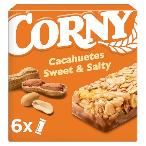 Corny, Barrita Cacahuetes Sweet and Salty, Equilibrio Dulce y Salado, Sin Conservantes, 6 uds x 25g