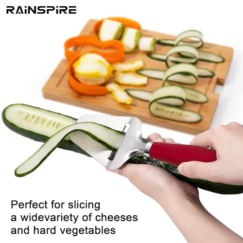 Image of Rainspire Upgraded Non-Stick Cheese Slicers for Block Cheese Multi-Functional Cheese Cutter for Mozzarella, Cheddar, Gruyere Charcuterie Accessories Dishwasher Safe Kitchen Tools, Red