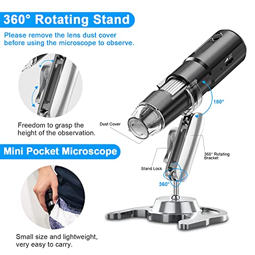Digitales Mikroskop, Drahtlos Mikroskop 50x-1000x Vergrößerung Handheld USB HD Inspektionskamera WiFi Mikroskop Kamera… – Bild 7