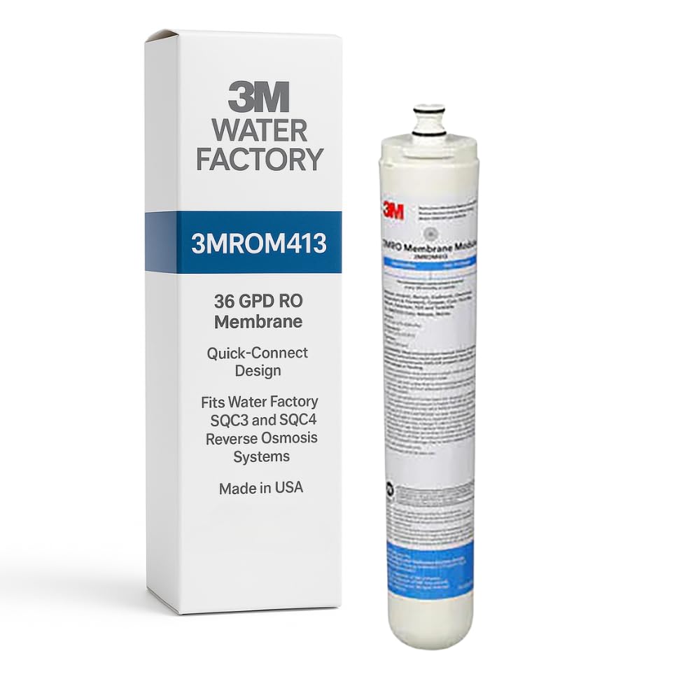 3M Water Factory 3MROM413 Under-Sink Reverse Osmosis Membrane – 36 GPD Replacement Water Filter, Quick-Connect Design, Made in USA