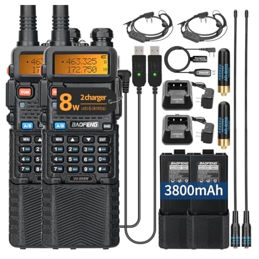 BAOFENG UV-5R Ham Radio 8W Dual Band Handheld UV5R Two Way Radio Long Range Rechargeable Walkie Talkies Portable Radio Full Kit,2Pack