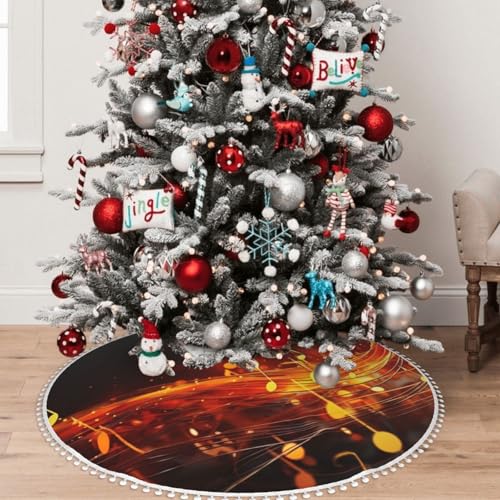 Jupe de sapin de Noël musique rouge cache-pied double couche - 8
