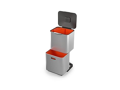 Joseph Joseph 30060 Intelligent Waste Totem Max - Basurero de cocina y unidad de reciclaje con contenedor de compostaje, 60 litros16 galones, acero