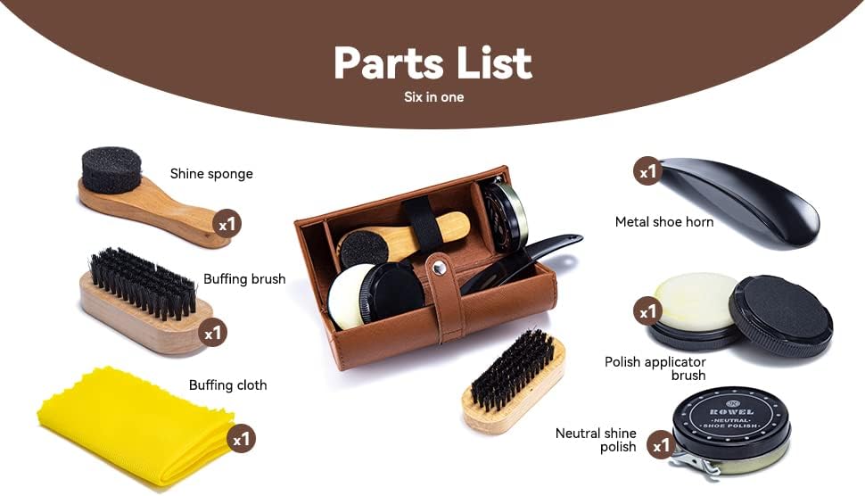 Shoe Polish Kit Cleaning Shine Care Barrel Set For Brown