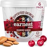 Earnest Eats Superfood Oatmeal Cups - Cranberry Almond Flax – 7g Plant Protein, Gluten Free, Vegan, On-the-Go Breakfast, 2.1 Ounces Each (6 Pack)