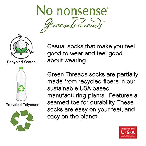 No Nonsense Women's Green Threads No Show Cushioned Liner Sock, 12 Pair Pack Casual Socks, White, One Size Us #TOP1