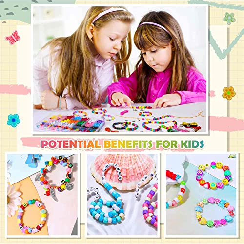 Letter Bead Bracelet Making Kit, Bead Friendship Bracelets Kit With Pony Beads Letter Beads Clay Beads Silver Charms And Elastic String For Bracelet And Jewelry Making #TOP4