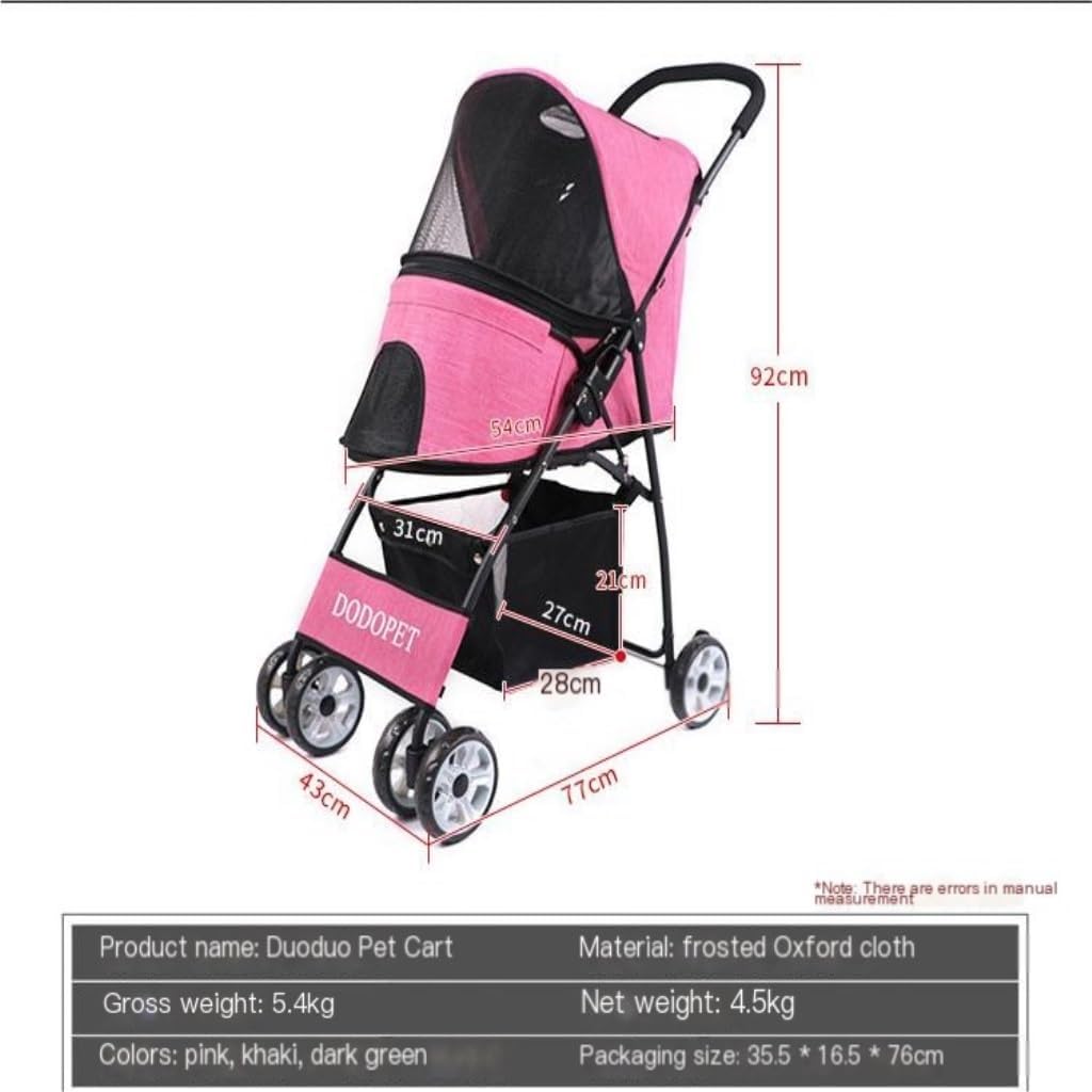 Pet Strollers Pet Stroller, Lightweight Folding Stroller, Lightweight Four-Wheeled Stroller for Cats to Go Out for A Walk Pet Stroller Medium(K)