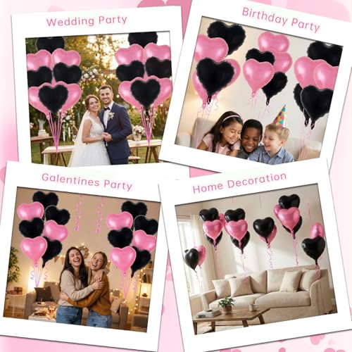 Image of 12 Pcs Colorful Heart Balloons,18 Inch Heart Foil Balloons Love Balloon Valentine Balloon for Birthday Party Wedding Engagement Party Baby Shower Valentine Day Decorations