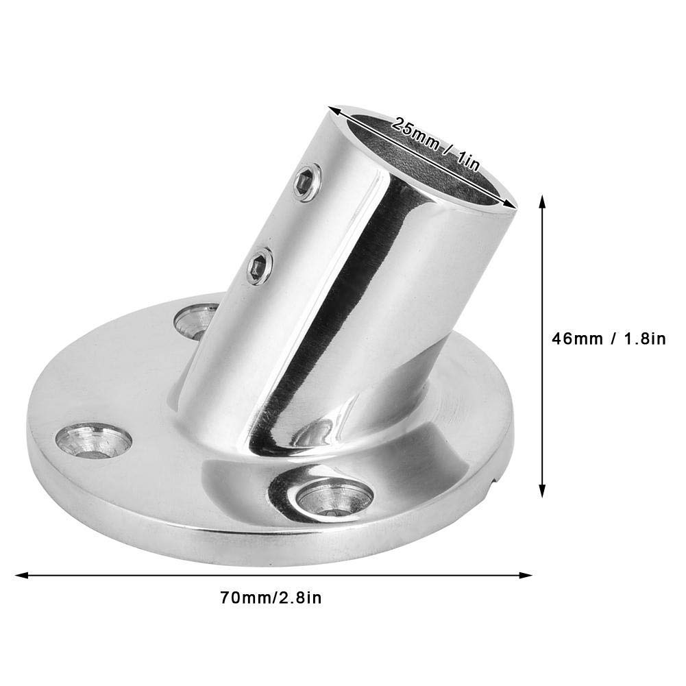 Corrimano Barca Inox Grado Marino Base Rotonda 60 Gradi per Tubo 22mm o 25mm 22mm