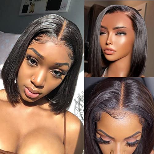 Unice Pre Cut Lace Wear And Go Glueless Wig Human Hair Pre Plucked Short Bob Wig Human Hair Straight 6X4.5 Hd Lace Closure Wigs Ready To Wear Beginners Wig For Women 10 Inch #TOP30