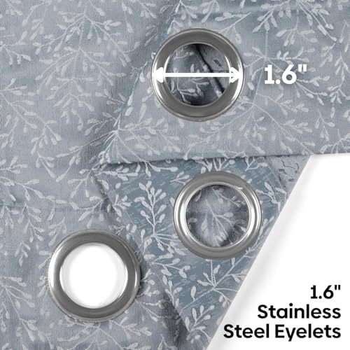 Image of haus & kinder Printed Jacquard Door Curtains 7 Feet Long Pack of 2 Door Curtains, 7 Feet Curtains for Door (Willow Breeze, Frost Blue Nature 130x213 CM)