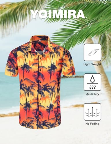 Image of Yoimira Hawaiian Shirts for Men, Print Mens Casual Short Sleeve Button Down Shirts Floral Aloha Beach Shirt