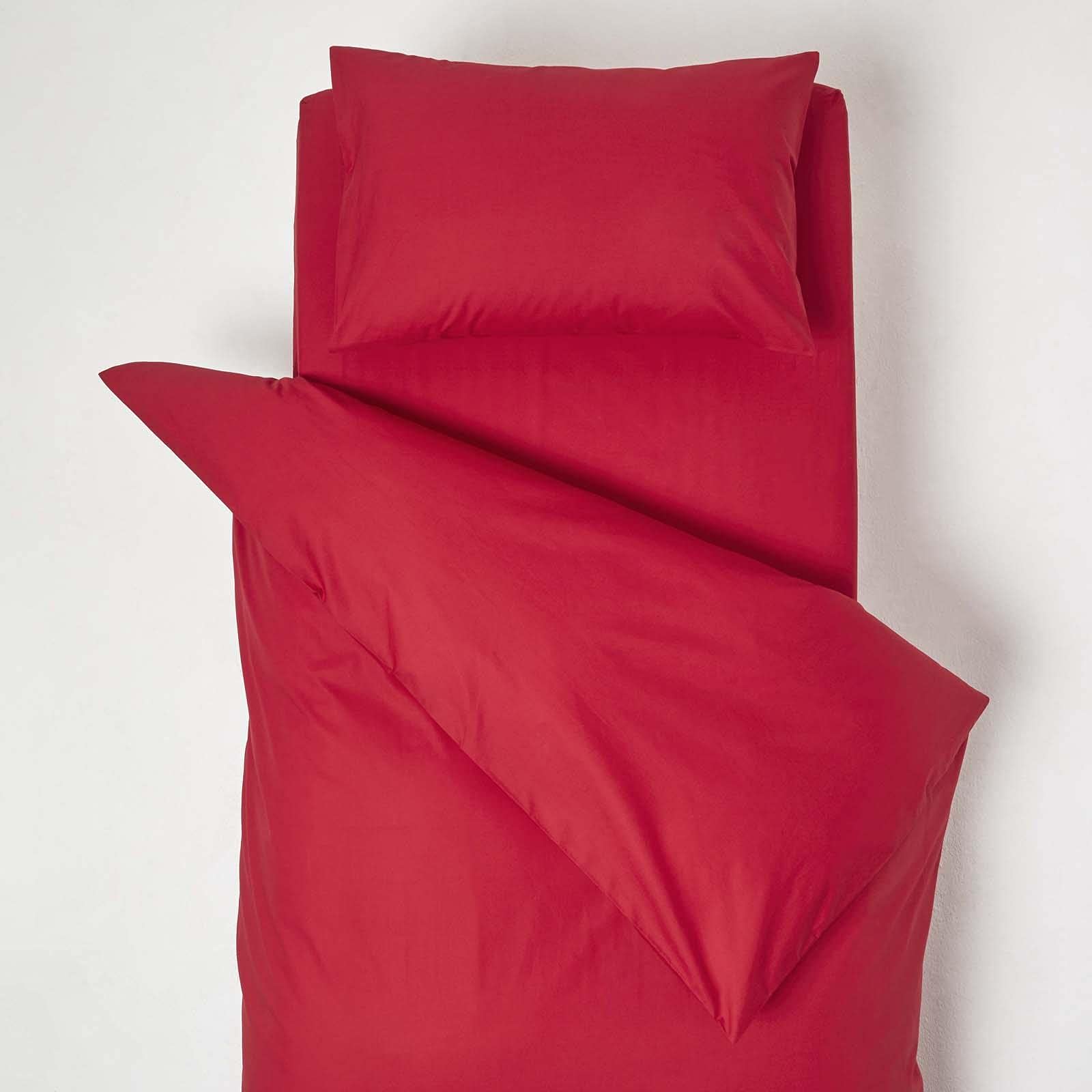 Homescapes Unisex Red Cotton Cot Bed Duvet Cover Set 200 Thread Count In