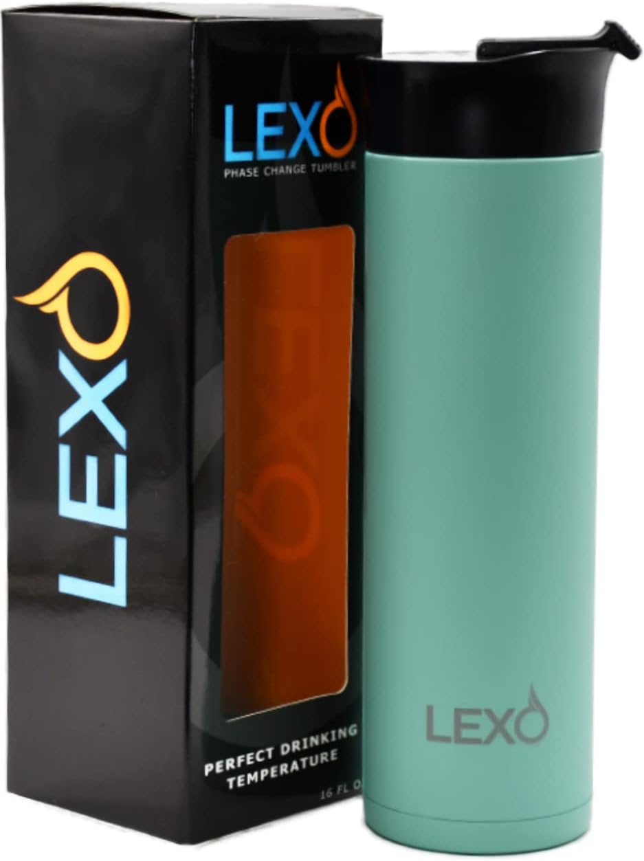 LEXOTemperature Mug - 16 oz, Flip Top Lid, Mint, Grit Finish