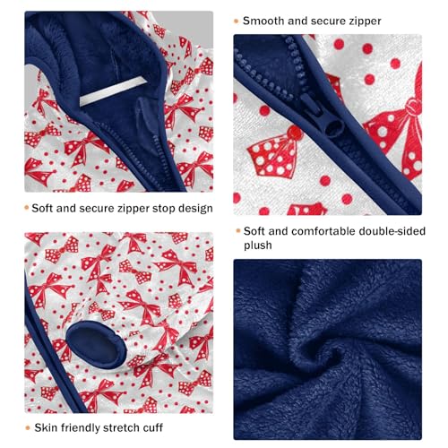 Red Bow Boys Fleece Coat,Children's Zip-Up Hoodie Jacket,Baby Warm Fashion Outerwear 3-10T,A1133793