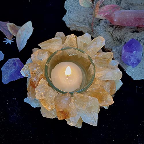 Citrine Rough Stone Votive Candle Holder Tealight Quartz Crystal Healing Gemstone Tealight Holder Home Decor Reiki Stone - Image 3