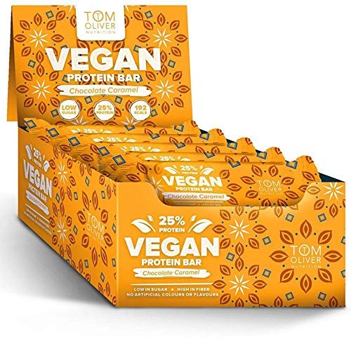 Tom Oliver Nutrition - Vegan High Protein Bars - Pack of 20 (Chocolate Caramel)