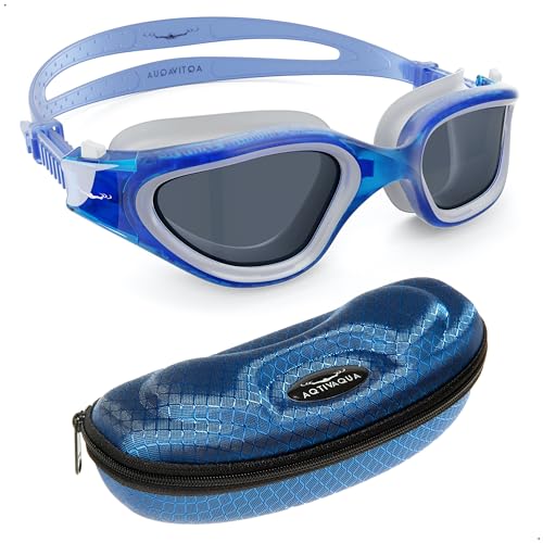 AqtivAqua Swimming Goggles Adult and Kids Goggles Kids 6-14 Men Women Swim Children Boys Girls Polarized DX-P (Transparent Blue - Image 2