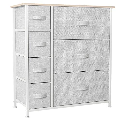 YITAHOME Dresser with 7 Drawers - Fabric Storage Tower, Organizer Unit for Living Room, Hallway - Sturdy Steel Frame, Wooden Top & Easy Pull Fabric Bins Pale Gray 7-Drawer