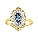 Imagen de Diamante & Simulado Alexandrite anillo Set en oro amarillo de 14 K diamante Halo