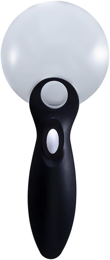 No Border LED Lighted 10X 20X Magnifier, 90mm Large Magnifying Glass with 2 Lights, Best for Reading