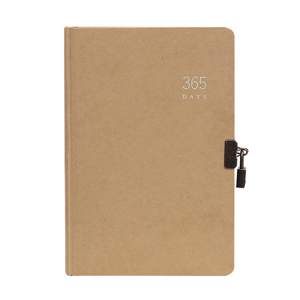 Agenda notebook vintage da 365 giorni: agenda organizer A5 con 384 pagine di carta Kraft da 100 g/m², ideale per schizzi e un indispensabile articolo di cancelleria per materiale scolastico