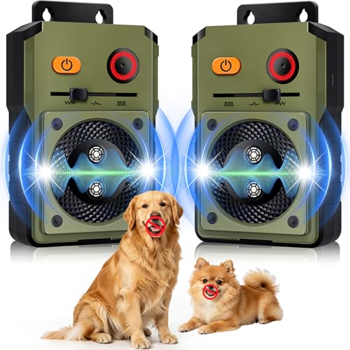 Rechargeable Ultrasonic Dog Control Devices, Anti Barking Device for Dogs 33FT Silencer Sonic Barking Deterrent for Indoor/Outdoor, Auto Bark Deterrent Devices with 3 Modes Safe for Dog & People