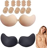 bra invisible como usarlo 👗 INVISIBLE DESIGN: This adhesive strapless invisible bra is designed to protect and hide your nipples, it can be used on tops, shirts, off-shoulder dresses, backless dresses, deep V dresses, wedding dresses, sports bras and swimwear.
